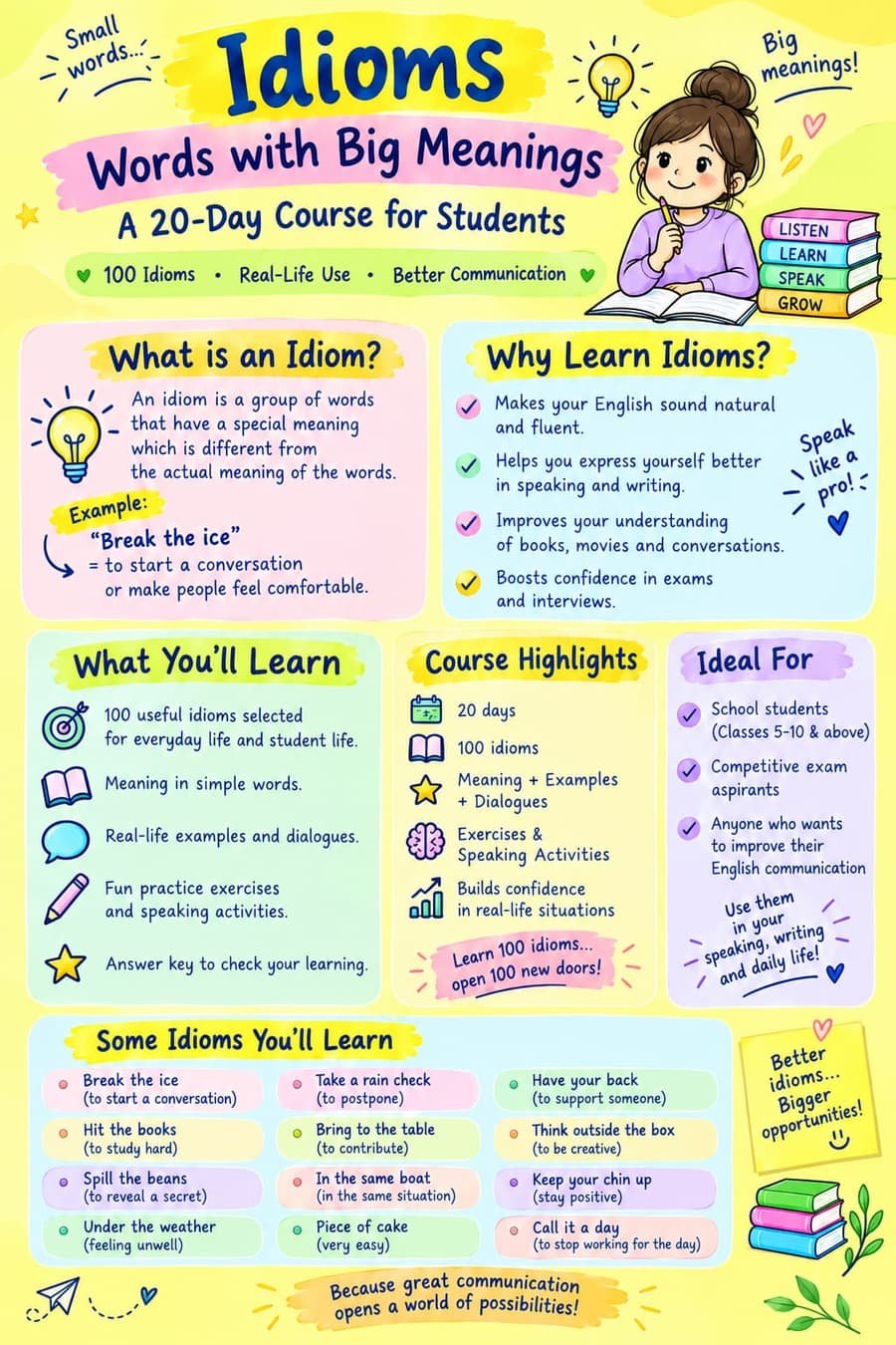 Full syllabus for Idioms — Words with Big Meanings